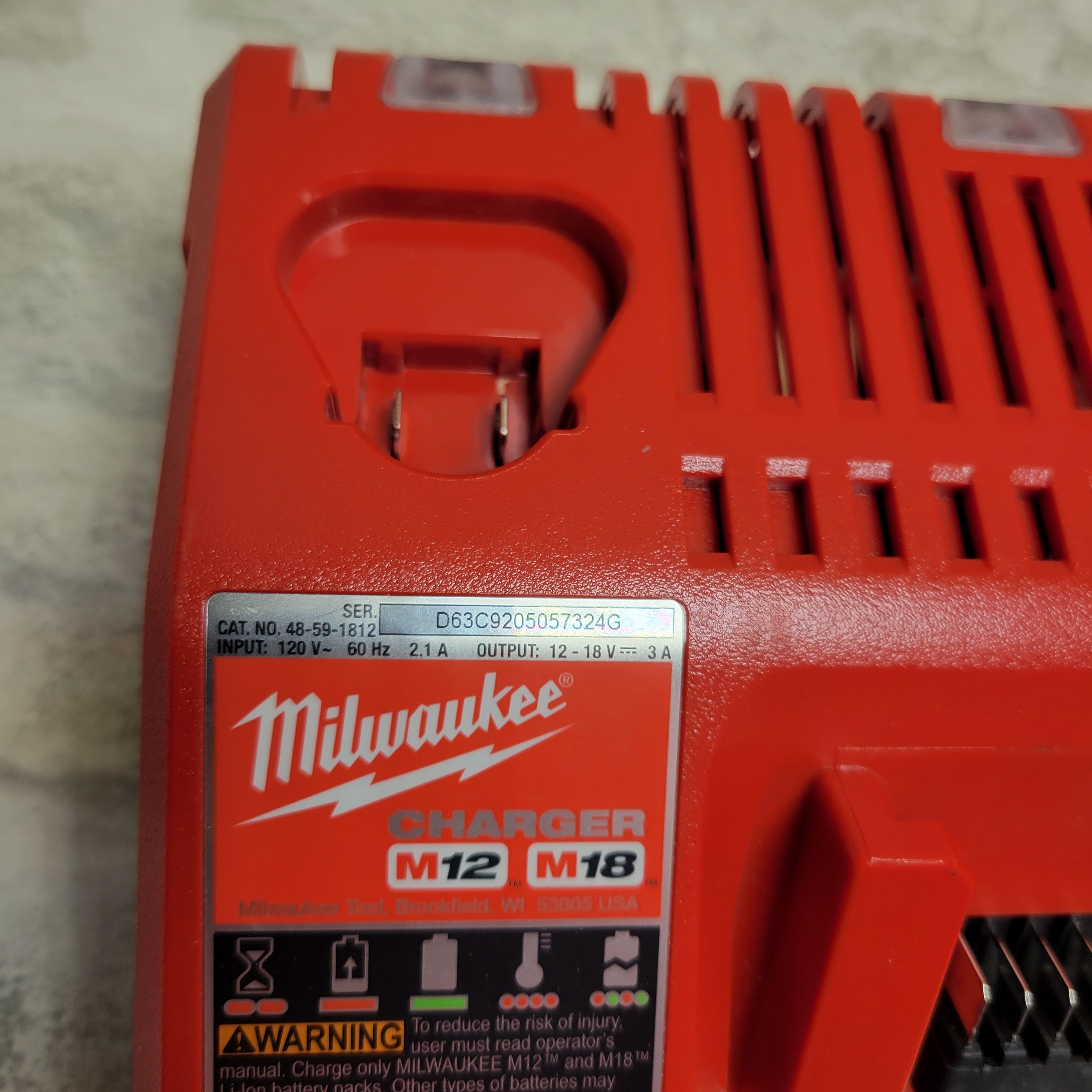LOT OF (3) GENUINE Milwaukee M12 M18 18V Battery CHARGER 48-59-1812 (7918603993326)